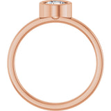 14K Gold Round Natural White Sapphire Bezel-Set Solitaire Ring - Rose Gold - view 2