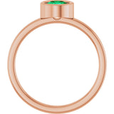 14K Gold Round Natural Emerald Bezel-Set Solitaire Ring - Rose Gold - view 2