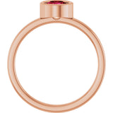 14K Gold Round Lab-Grown Ruby Bezel-Set Solitaire Ring - Rose Gold - view 2