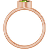 14K Gold Round Natural Peridot Bezel-Set Solitaire Ring - Rose Gold - view 2