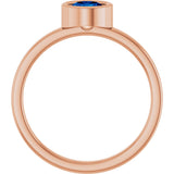 14K Gold Round Lab-Grown Blue Sapphire Bezel-Set Solitaire Ring - Rose Gold - view 2