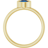 14K Gold Round Natural Blue Sapphire Bezel-Set Solitaire Ring - Yellow Gold - view 2