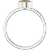 14K Gold Round Natural Citrine Bezel-Set Solitaire Ring - White Gold - view 2