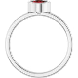 14K Gold Round Natural Mozambique Garnet Bezel-Set Solitaire Ring - White Gold - view 2