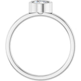14K Gold Round Natural White Sapphire Bezel-Set Solitaire Ring - White Gold - view 2