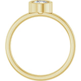 14K Gold Round Natural White Sapphire Bezel-Set Solitaire Ring - Yellow Gold - view 2