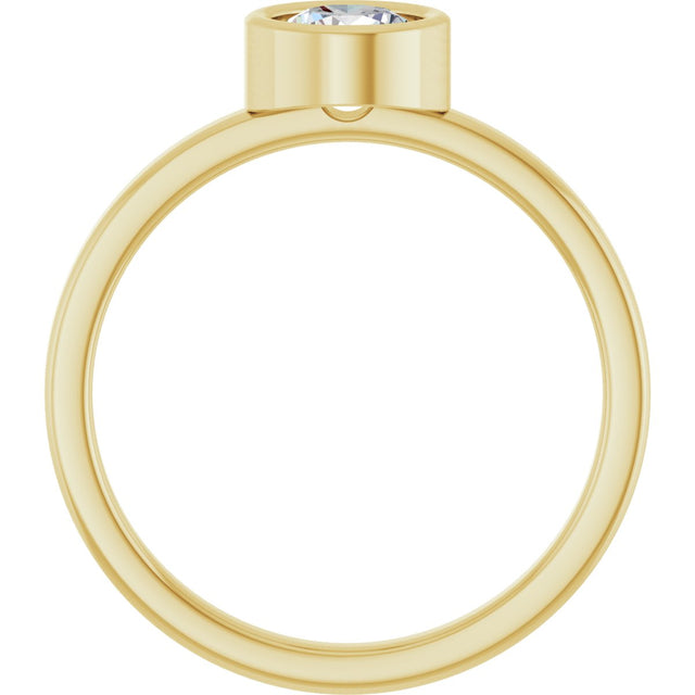 14K Gold Round Natural White Sapphire Bezel-Set Solitaire Ring - Yellow Gold - view 2