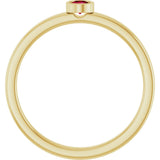 14K Gold Round Lab-Grown Ruby Bezel-Set Solitaire Ring - Yellow Gold - view 2