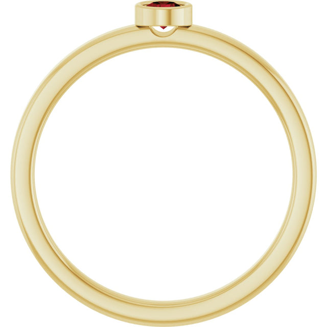 14K Gold Round Natural Mozambique Garnet Bezel-Set Solitaire Ring - Yellow Gold - view 2