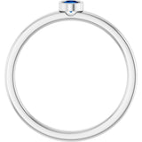 14K Gold Round Lab-Grown Blue Sapphire Bezel-Set Solitaire Ring - White Gold - view 2