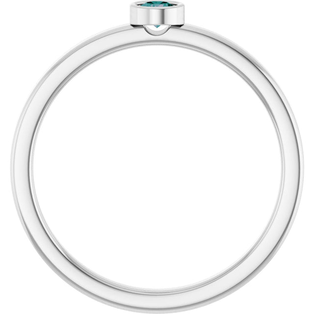 Platinum Round Natural Alexandrite Bezel-Set Solitaire Ring - view 2