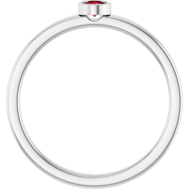 Platinum Round Natural Ruby Bezel-Set Solitaire Ring - view 2