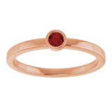 14K Gold Round Natural Mozambique Garnet Bezel-Set Solitaire Ring - Rose Gold - view 3