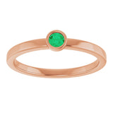 14K Gold Round Lab-Grown Emerald Bezel-Set Solitaire Ring - Rose Gold - view 3