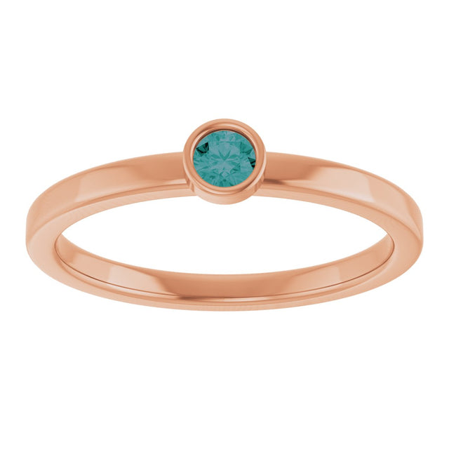 14K Gold Round Natural Alexandrite Bezel-Set Solitaire Ring - Rose Gold - view 3
