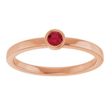 14K Gold Round Lab-Grown Ruby Bezel-Set Solitaire Ring - Rose Gold - view 3