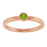 14K Gold Round Natural Peridot Bezel-Set Solitaire Ring - Rose Gold - view 3