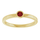 14K Gold Round Natural Mozambique Garnet Bezel-Set Solitaire Ring - Yellow Gold - view 3