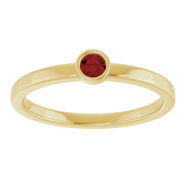 14K Gold Round Natural Mozambique Garnet Bezel-Set Solitaire Ring - Yellow Gold - view 3