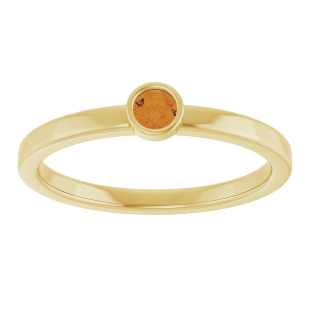 14K Gold Round Natural Citrine Bezel-Set Solitaire Ring - Yellow Gold - view 3