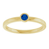 14K Gold Round Natural Blue Sapphire Bezel-Set Solitaire Ring - Yellow Gold - view 3