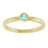 14K Gold Round Natural Blue Zircon Bezel-Set Solitaire Ring - Yellow Gold - view 3