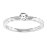 14K Gold Round Natural White Sapphire Bezel-Set Solitaire Ring - White Gold - view 3