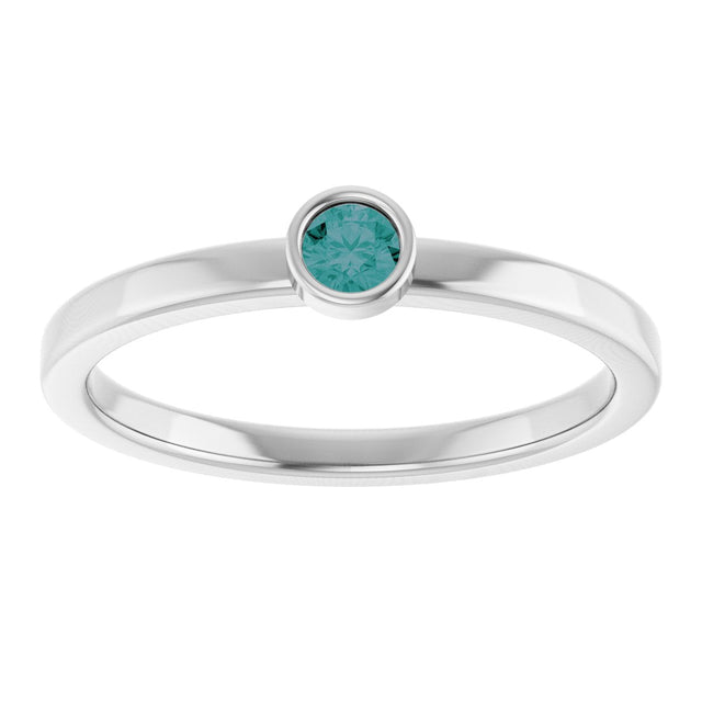 14K Gold Round Natural Alexandrite Bezel-Set Solitaire Ring - White Gold - view 3