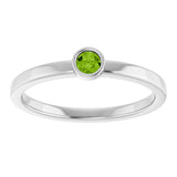 14K Gold Round Natural Peridot Bezel-Set Solitaire Ring - White Gold - view 3