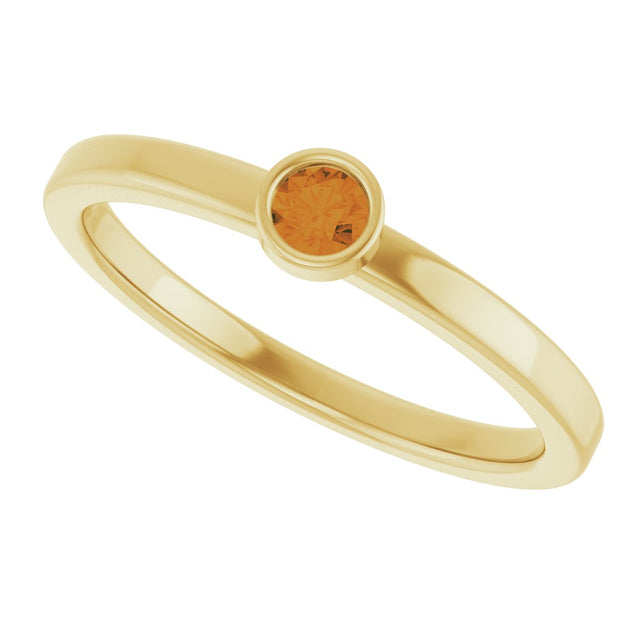 14K Gold Round Natural Citrine Bezel-Set Solitaire Ring - Yellow Gold - view 5