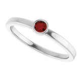 14K Gold Round Natural Mozambique Garnet Bezel-Set Solitaire Ring - White Gold - view 5