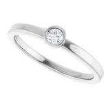 14K Gold Round Natural White Sapphire Bezel-Set Solitaire Ring - White Gold - view 5