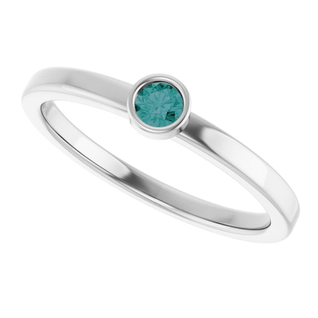 Platinum Round Natural Alexandrite Bezel-Set Solitaire Ring - view 5