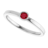 Platinum Round Natural Ruby Bezel-Set Solitaire Ring - view 5