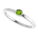 Platinum Round Natural Peridot Bezel-Set Solitaire Ring - view 5