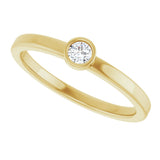 14K Gold Round Natural White Sapphire Bezel-Set Solitaire Ring - Yellow Gold - view 5