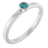 Platinum Round Natural Alexandrite Bezel-Set Solitaire Ring