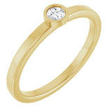 14K Gold Round Natural White Sapphire Bezel-Set Solitaire Ring - Yellow Gold