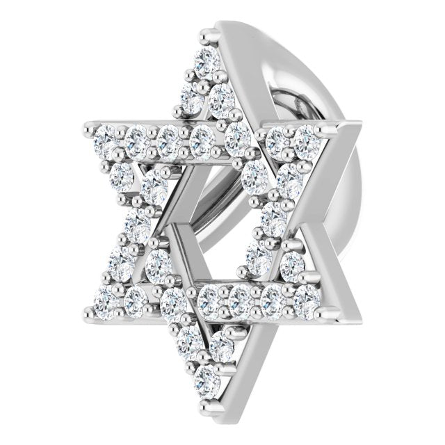 Platinum Round Natural Diamond Star of David Necklace or Pendant - view 2