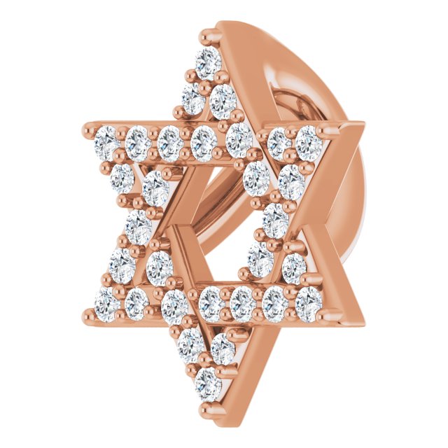 14K Gold Round Natural Diamond Star of David Necklace or Pendant - Rose Gold - view 2