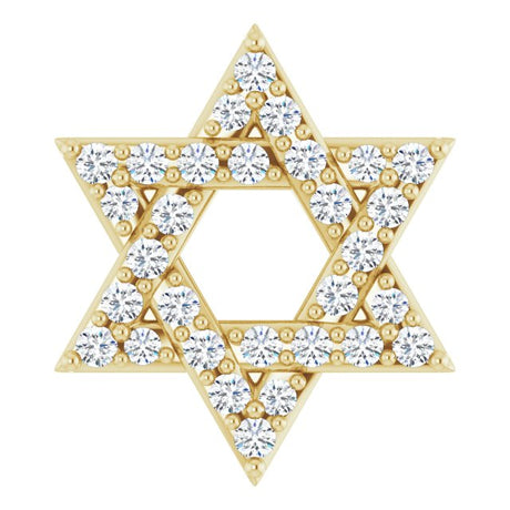 14K Gold Round Natural Diamond Star of David Necklace or Pendant - Yellow Gold