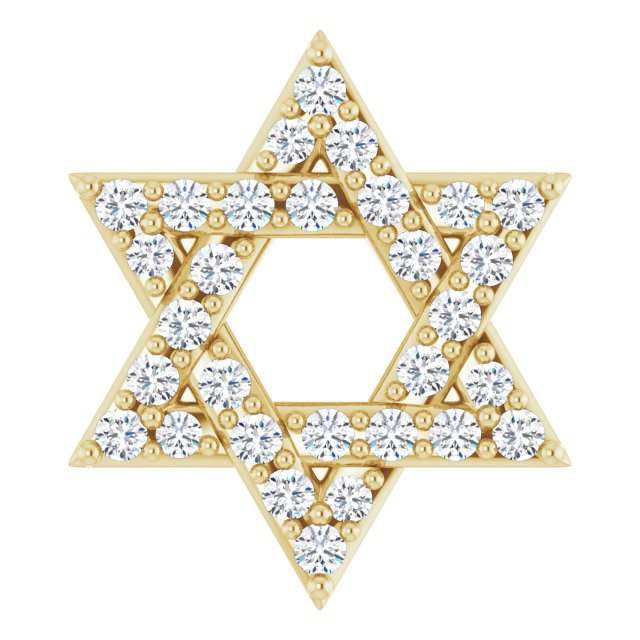 14K Gold Round Natural Diamond Star of David Necklace or Pendant - Yellow Gold