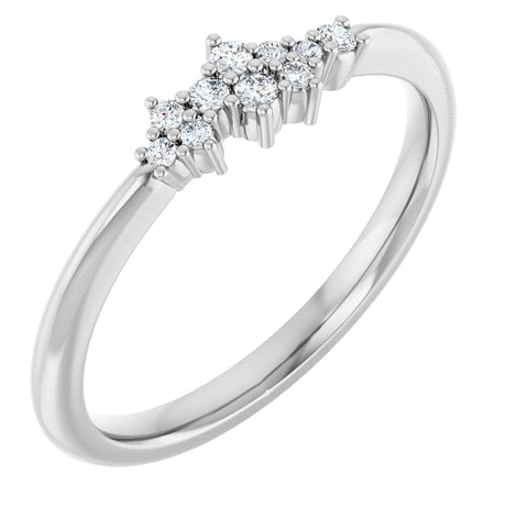 Platinum Round Natural Diamond Stackable Cluster Ring II