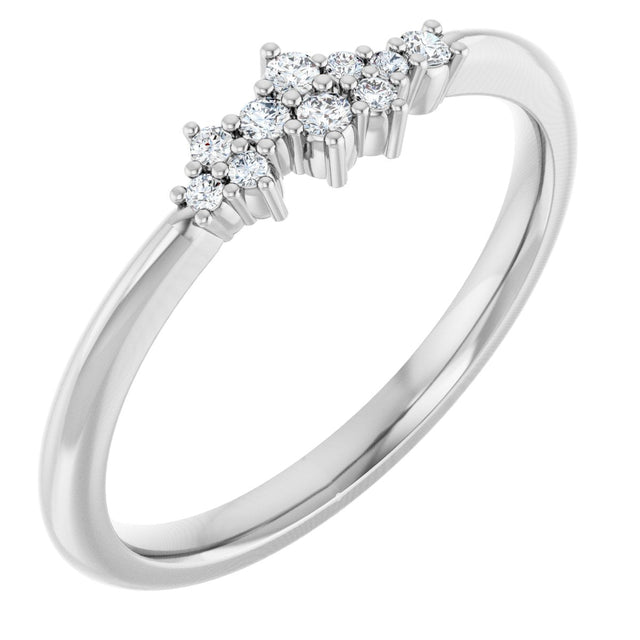 14K Gold Round Natural Diamond Stackable Cluster Ring II - White Gold