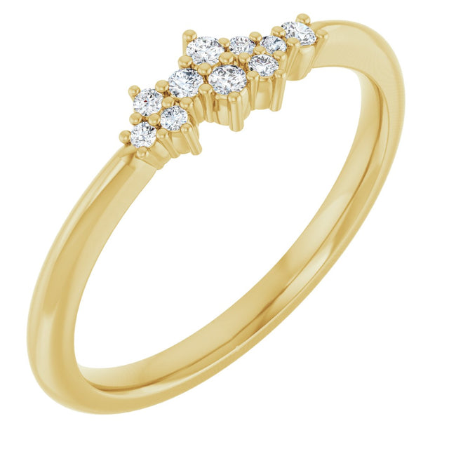 14K Gold Round Natural Diamond Stackable Cluster Ring II - Yellow Gold