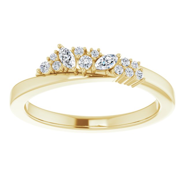 14K Gold Natural Diamond Accented Ring VII - Yellow Gold - view 3