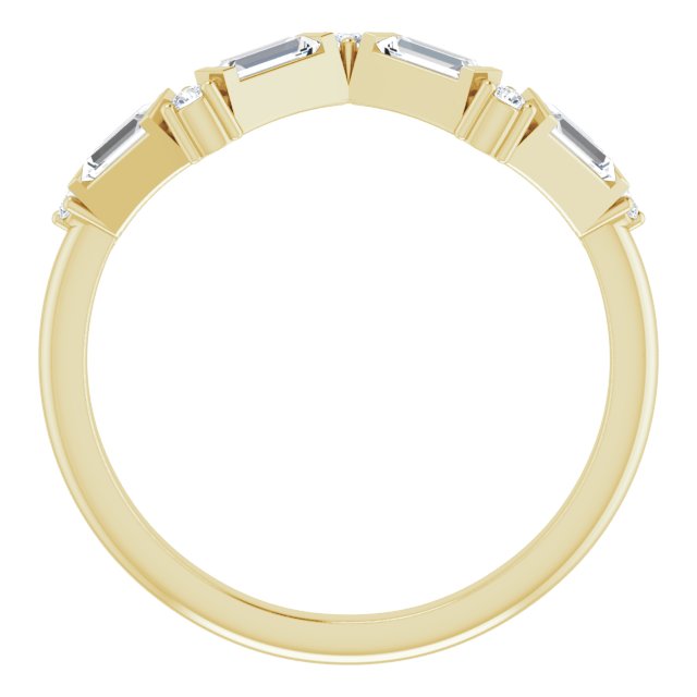 14K Gold Straight Baguette Natural Diamond Stackable Ring – 3.5x1.75mm - Yellow Gold - view 2