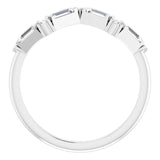 Platinum Straight Baguette Natural Diamond Stackable Ring – 3.5x1.75mm - view 2
