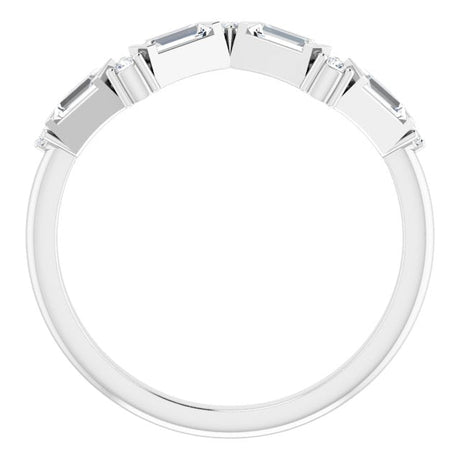 Platinum Straight Baguette Natural Diamond Stackable Ring – 3.5x1.75mm - view 2