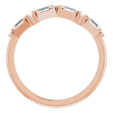 14K Gold Straight Baguette Natural Diamond Stackable Ring – 3.5x1.75mm - Rose Gold - view 2
